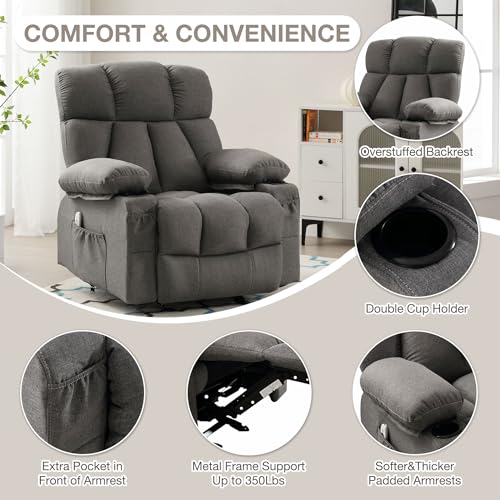 Jonpony Massage Rocker Recliner Chair With Heat And Vibration Ergonomic Rocking Lounge Chair For Living Room Comfy Overstuffed Recliner With 4 Side Pockets,2 Cup Holders thumb #5