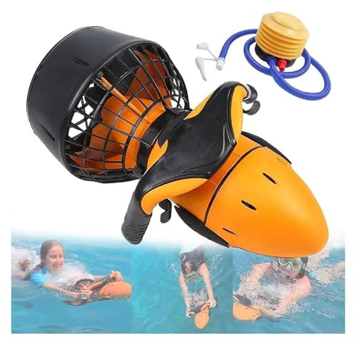 Dual Speed Underwater Propeller， Underwater Sea Scooter Water Propulsion Water Propeller Submersible Device 500W Swimming Device for Water Sports Swimming Pool & Diving & Snorkeling,Yellow(Orange)