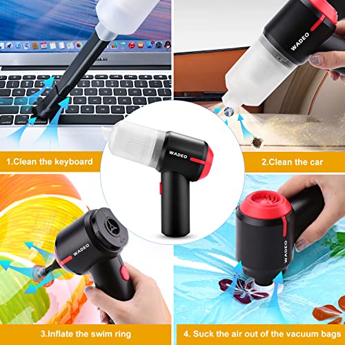 WADEO Aspirateur à main, Mini Aspirateur Voiture Sans Fil, 3 EN 1 Aspirateur eau et Poussière avec 3 Buses, Pompe à Air électrique, pour Voiture Maison Camping-car Animaux Domestiques (Noir) - Image 7