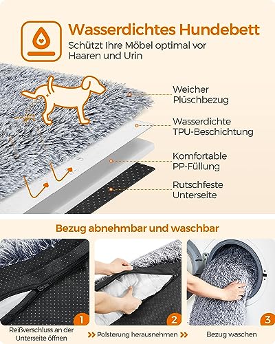 Feandrea FluffyHug Hundebett Plüsch, Hundedecke Sofa, Sofaschutz Hund, Hundekissen, Größe M, für kleine und mittelgroße Hunde, 80 x 75 x 16 cm, Ombré-Grau PGW221G01