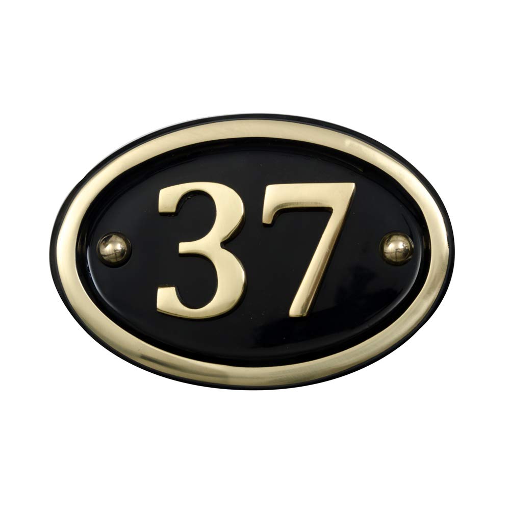Signs & Numbers Solid Brass House Number Oval Design (No 37)