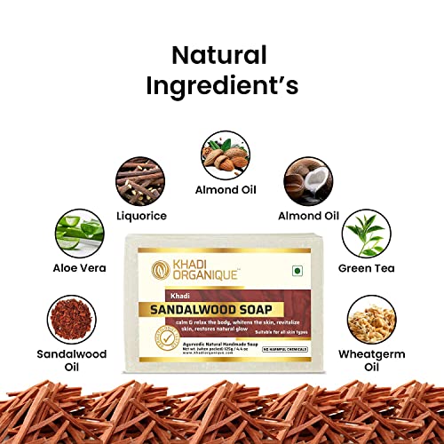 Image of Khadi Organique Handmade Sandalwood Soap With Essential Oil Pack Of 3