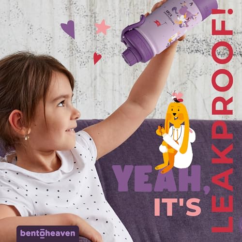 Botella de Agua Infantil Bentoheaven de Acero Inoxidable para Niños, Color Mauve miniatura 5