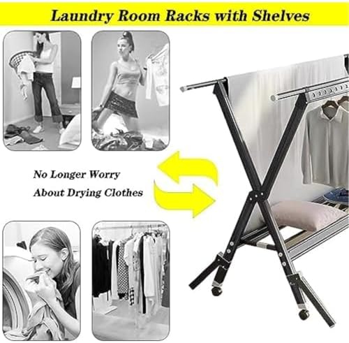 Foldable Stainless Steel Laundry Drying Rack, Multi-Purpose Clothes Drying Stand with Adjustable Rods for Indoor/Outdoor Use（Silver 250cm/98in）