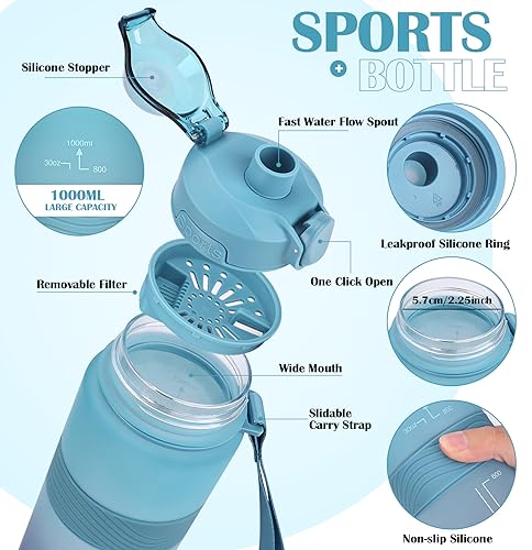 CodiCile Water Bottle, BPA Free 1l Water Bottle Leak Proof Drinks Bottle, Large Sports Bottle Great for Gym School - Image 3