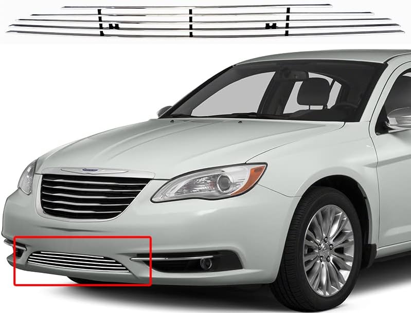 Chrome Billet Grille Insert for 2011-2014 Chrysler 200 Bumper Aluminum Replacement Cover 2012 2013