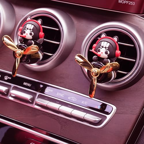 Image of Pilot Car Air Freshener, Cute Cat Car Vent Clip Air Freshener with 4 Fragrant Tablets Automotive Air Outlet Fan Diffuser, Automotive Interiors Vent Decoration (Pilot Cat)