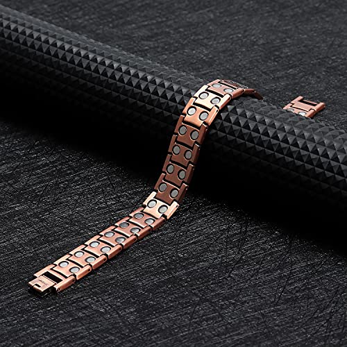 THE NORTH RING® 99.9% Pure Copper Magnetic Bracelet - 3000 Gauss Magnetic Copper Bracelets for Men - Double-Row Strong Magnets Adjustable4
