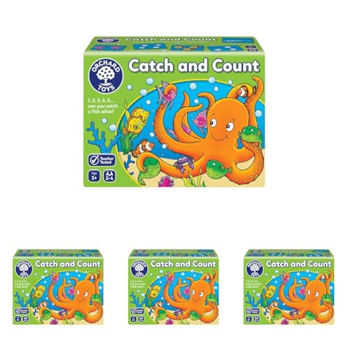 Orchard Toys Catch and Count Game, Practise Counting, A Fun Number and Counting Game for Children Age 3+, Educational Game Toy (Pack of 4)
