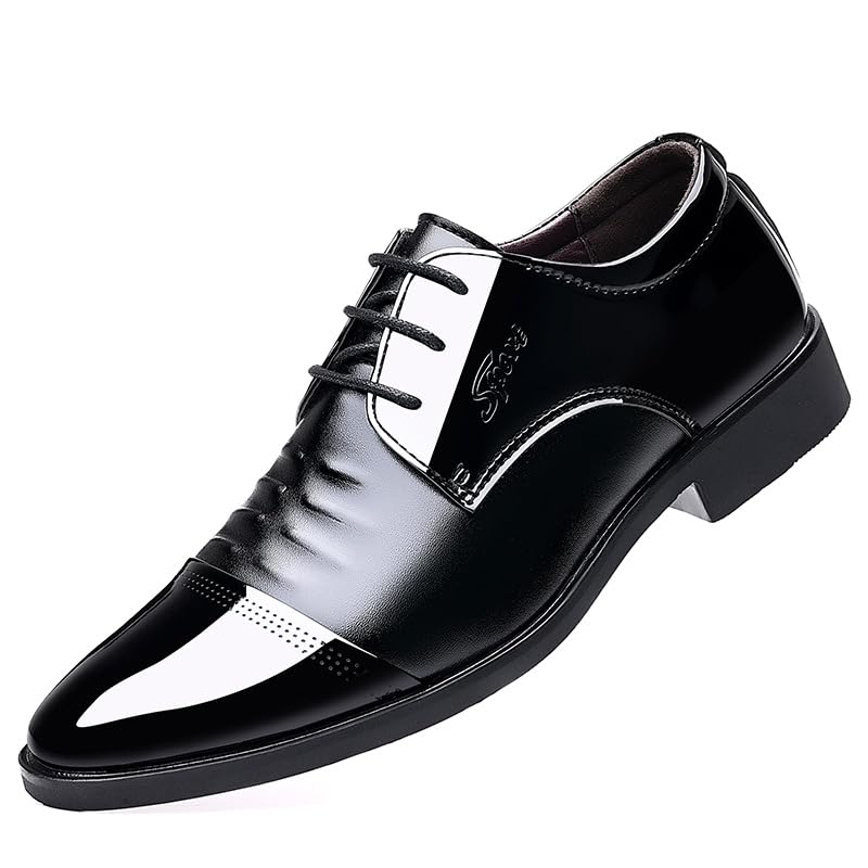 Mens Dress Shoes Leather Lace Up Business Formal Oxfords Shoes CasualTuxedo Leather Lace Up Derbys Shoes