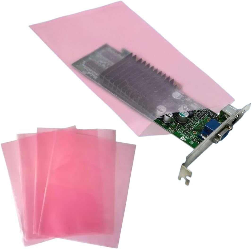 500 Anti-Static Bags, 6" x 10", 2 Mil, Open-Ended Large Pink Poly Bags for Motherboard Protection