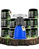 CAMPLORA Hornillo de gas + 10 cartuchos de gas - Hornillo de camping con cartucho de gas
