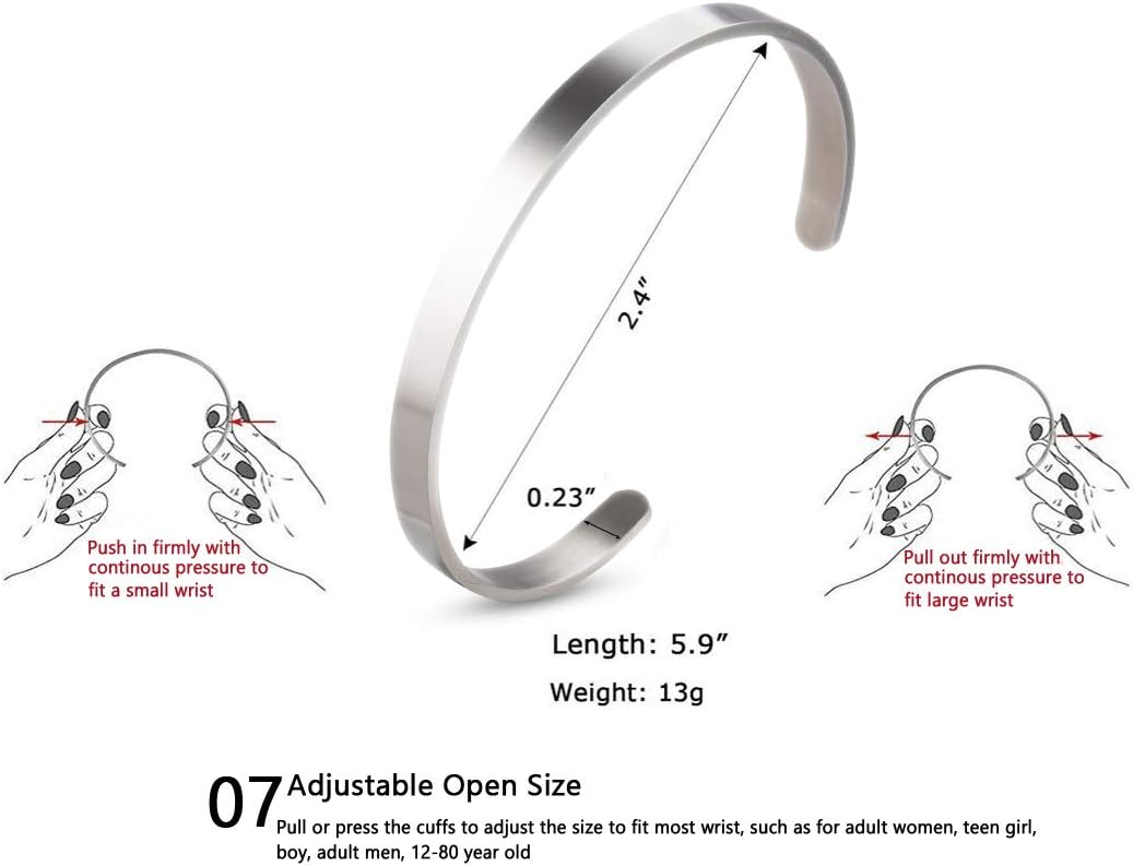 A N KINGPiiN Inspirational bracelets Stainless Steel Cuff Bangle Gifts for Women, Men Motivational Mantra Quote inspirational Jewelry for friendship encouragement with gift box - Image 4