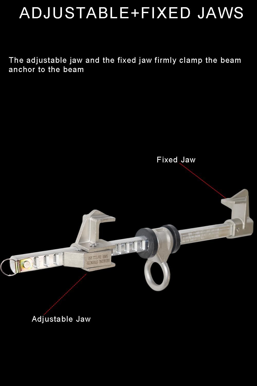 Aluminum Horizontal Beam Anchor, Fits 4 to 14.6 Inch, Sliding Beam Anchor Easy Installation | OSHA and ANSI Compliant