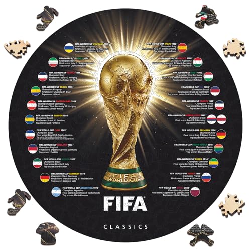 Image of FIFA Historic World Cups L50 Premium Puzzle for Adult, Creative Collectible for Fans, Officially Licensed, Football Fan Souvenir for Home Bar Wall Decor,300pcs Irregular Shape Puzzle, 5MM Thick