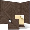 JBER Acoustical Wall Panels - 6 PCS 23.6 X 23.6 Inches Wood-Pattern Printing Sound Absorbing Panels, Large Self-Adhesive Decorative Soundproof Wall Panels for Studio,Home & Living Room(Dark Walnut)