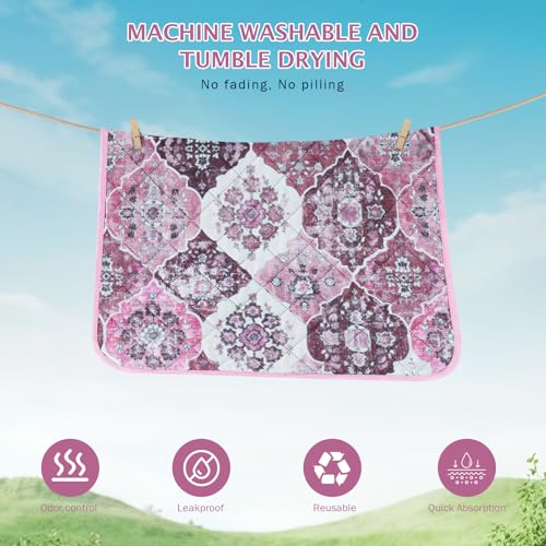 Image of IEUUMLER Washable Pee Pads for Dogs, 1 Pack Reusable Pee Pads for Dogs Non-Slip Grip, Super Absorbent Waterproof Puppy Pads for Potty Training, Playpen, Crate, Whelping Box EU011 Pink, 63x63