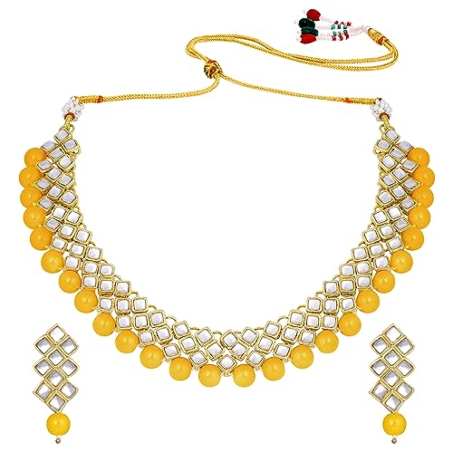 Image of Peora Kundan Faux Pearl Necklace & Jewelry Set Gift for Women