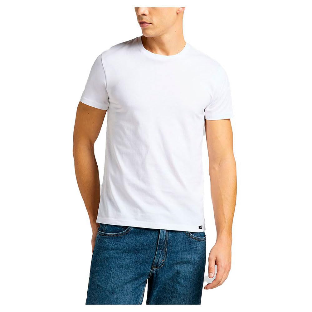 Lee Men's Twin Pack Crew T-Shirts, White, S