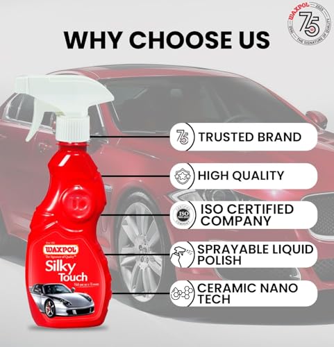 Image of Waxpol Silky Touch Car & Bike Spray Polish 100ml(Set of 72) | Instant Shine & Paint Protection | Hydrophobic High Gloss, UV Protection, Quick 10 Min Application