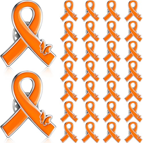 Tondiamo Orange Ribbon Awareness Pins Leukemia Kidney Cancer Multiple Sclerosis Against Bullying Suicide Adhd Lymphoma Awareness Hope Brooch Lapel Pin Bulk for Public Activity Supplies