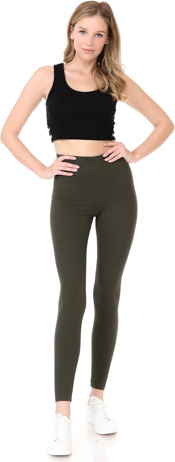 Women's 3" Yoga Waistband Activewear Comfort Leggings Small Olive