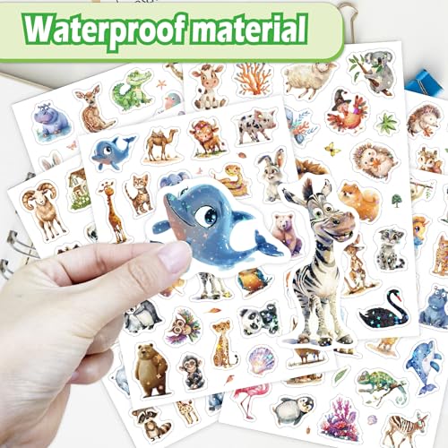 Tier Glitzer Sticker für Kinder, 8PCS Glitzereffekt Über 200 Motiv Tier Aufkleber, Wasserdicht Glitzersticker, Scrapbooking, Fotoalbum, Geschenke
