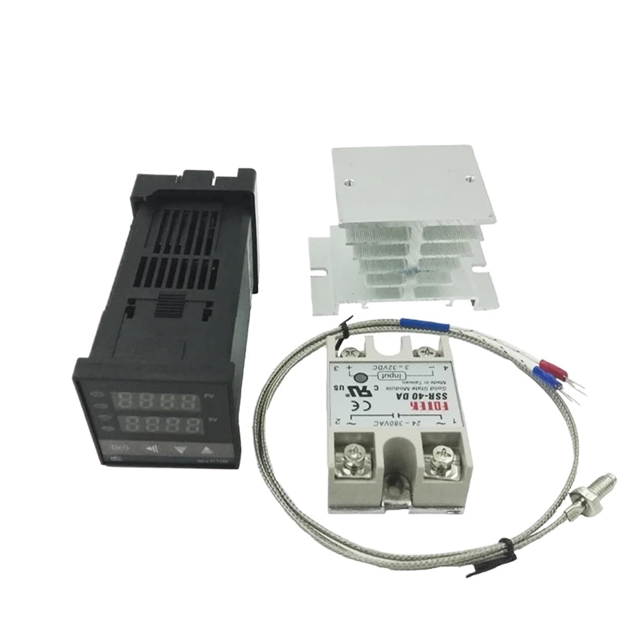 AEYRNPQ 1pcs REX-C100 Digital PID Temperature Controller Thermostat Relay/SSR Output 1300C K Type Thermocouple Probe Sensor Radiator SSR40DA(SSR output set3)