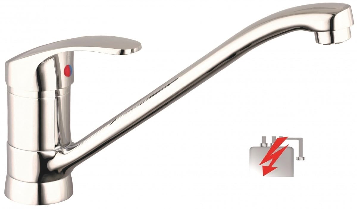 SCHÜTTE 35490 CELLINO niskociśnieniowa bateria kuchenna obracana o 360°, kran kuchenny z funkcją zapobiegania dobiegowi, bateria mieszająca z mieszaczem jednouchwytowym, armatura zlewozmywakowa, chrom