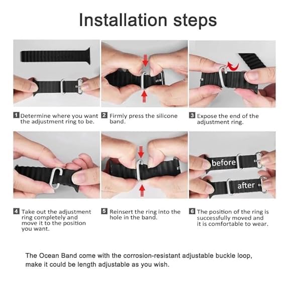 Image of Ocean Band Strap Compatible Apple Watch Strap 42mm 44mm 45mm 49mm Ultra, Soft Silicone Replacement Sport Band for iWatch Series 8 /7 /6 /5 /4 /3 /2 /1 SE Adjustable Breathable Wrist Strap