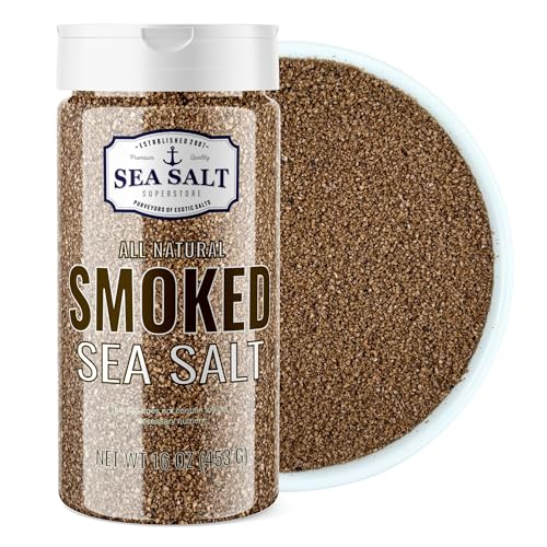 Fine Grain Cold Smoked Sea Salt Over Alderwood, Unrefined Fine Smoky Flavored Kosher Salt for...