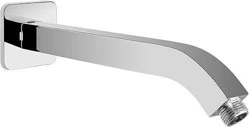 HarJue Brazo de ducha con brida y cinta de teflón, brazo de tubo de ducha cuadrado montado en la pared, brazo de extensión de acero inoxidable 304