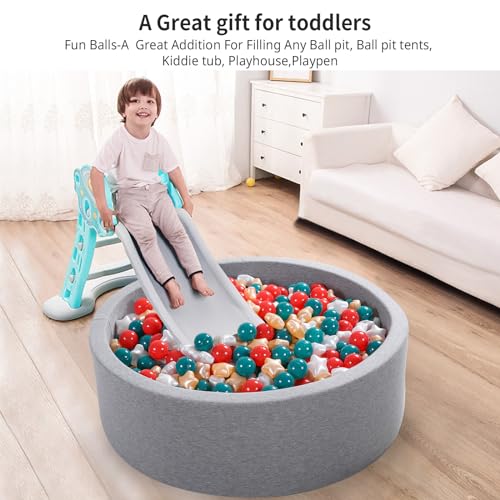 Heopeis Ball Pit Balls Pack of 100 - Star and Round Set BPA Free Phthalate Free Non-Toxic Crush Proof Play Balls Soft Plastic Balls for Toddlers Baby Kids Birthday Pool Tent Party