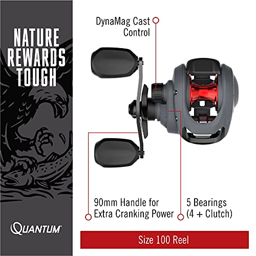 Quantum Invade Baitcasting Reel And Fishing Rod Combo, 6-Foot 6-Inch 2-Piece Baitcast Fishing Pole, Size 100 Reel, Right-Hand Retrieve, Dark Gray #TOP3