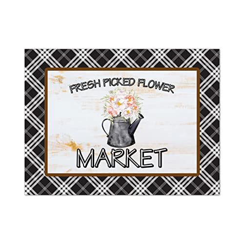 Panneau en bois Fresh Picked Flower Market objet d'art mural rétro durable