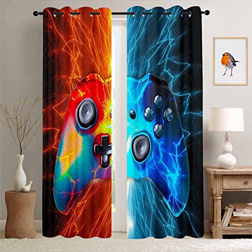 Nextchange Gamer Room Curtains For Bedroom Boys Teens Video Game Gamepad Thermal Window Drapes - Thermal Insulated Room Curtains For Living Room, 2 Window Curtain Panels #TOP1