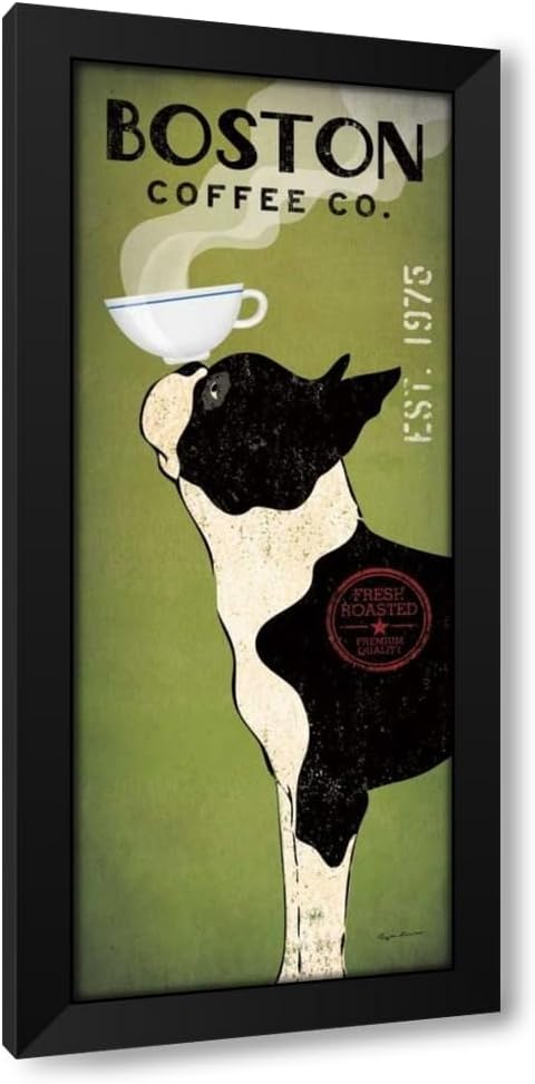 Fowler, Ryan 10x18 Black Modern Framed Art Print Titled Boston Terrier Coffee Co