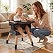 HONEY JOY 9-in-1 Baby High Chair, Convertible Wood Highchair for Babies and Toddlers/Dining Booster Seat/Table & Chair Set, Toddler Stool w/5-Point Safety Harness, Removable Cushion & Tray (Coffee)