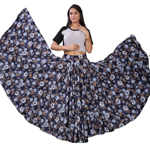 Image of JYESHTA Women's American Crepe Flared A Line Stitched Long Skirt with 12 Mtr Flare 40 in Height | Skirts for Women Long Length | Long Skirts for Girls
