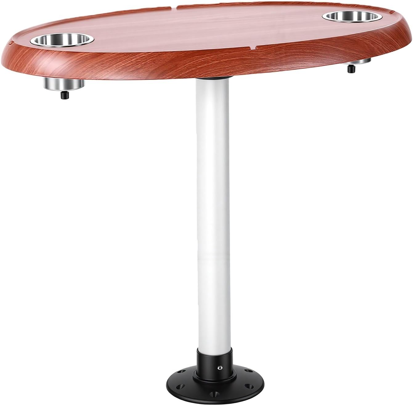 Luqeeg Pontoon Boat Table, Removable Anodized Aluminum Pedestal Leg with 2 Stainless Steel Trim Cup Holders for RV, Yacht, Deck, Patio, Motorhome