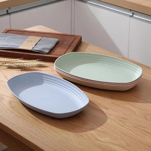 Image of Reusable Durable Lightweight Dinner Plates for Fruits, Snack, Pasta, Salad, Dessert, Cake, Salad, Fruit, Appetizer Dishwasher & Microwave Safe Dinnerware Sets (Blue, Pack of 6)