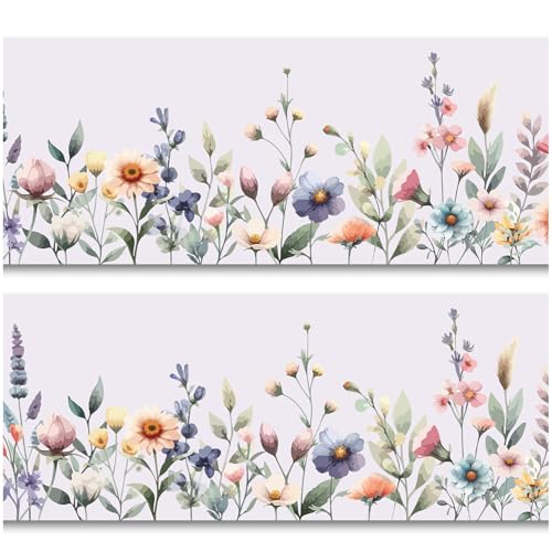 yabaduu Frise Murale 15 x 200cm pour chambre d'enfant sticker mural décoratif autocollant pour enfants filles garçons Y033 (Prairie fleurie)