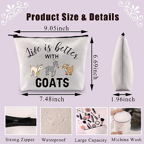 PLITI Funny Goat Makeup Bag Goat Lover Gift for Women Life is Better with Goats Gift Goat Farmer Gift Crazy Goat Lady Gift (Better with GoatU) - Image 2