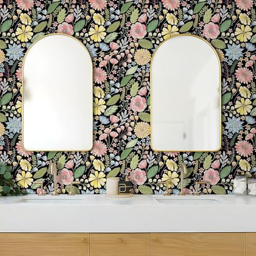 Image of Wallpaper Peel and Stick Vintage Flowers Leaves Birds Pattern Design Botanical Tropical Floral Textured Butterfly Wall Decor Removable Waterproof Adeshive Wallpaper 16.5X87Inch