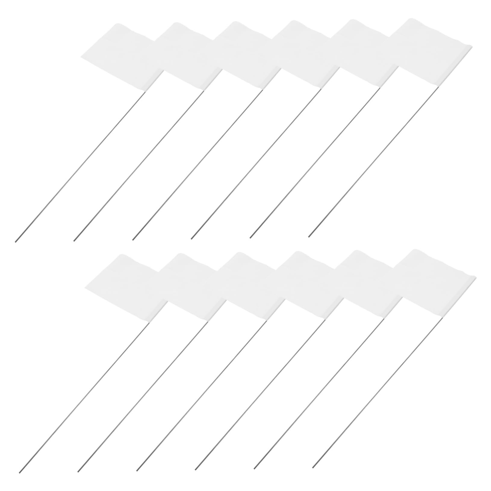 Balacoo 24 White Pvc Flags on 15in Stakes for Utility Sewer Landscape Survey Pet Boundary