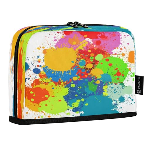 JUMBEAR Colored Lacquer Painting Pencil Case,Large Capacity Pen Case Bag Pouch Holder Stationery Desk Organizer Cosmetic Bag with Zipper for School Office Travel