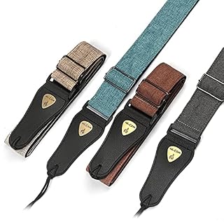 Sangle de guitare pour guitare acoustique classique et électrique, double couche de coton et lin avec extrémités en cuir, sangle d’épaule de guitare. - Les Beatles, Paul McCartney, John Lennon, RIngo Starr, George Harrison Sangle de guitare pour guitare acoustique classique et électrique, double couche de coton et lin avec extrémités en cuir, sangle d'épaule de guitare. – Image 5