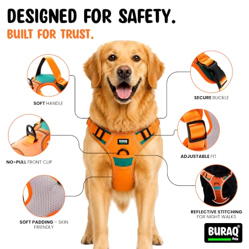 Image of Buraq Pets Premium Dog Harness with Leash | Reflective | No Pull Adjustable