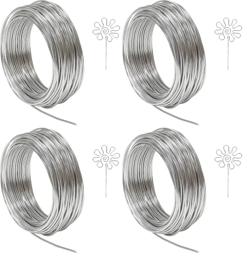 Image of Tenn Well 12 Gauge Aluminum Wire, 100 Feet 2mm Bendable Metal Craft Wire for Sculpting, Armature, Jewelry Making, Floral Making, Doll Making, Modelling, Crafting, Bonsai Training (Pack of 4)