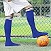 EDCYF Kids Baseball or Softball Socks and Belt Combo Set Softball Knee Socks High Tube Soccer Socks for Youth Boys Girls, Medium, Blue